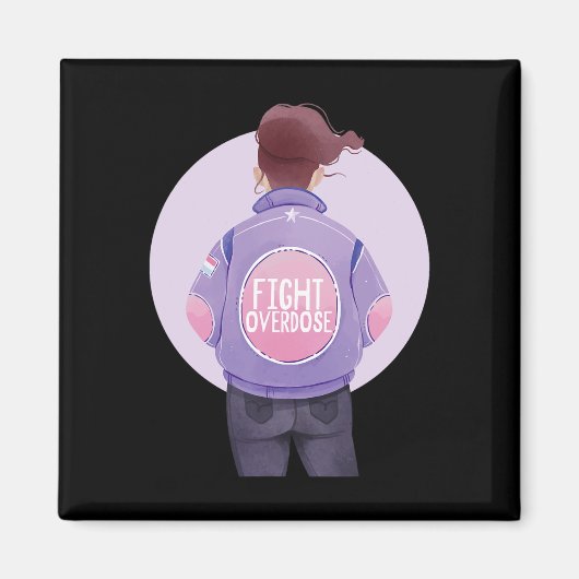 Vrouw vechten overdosis Paarse lint Overdosis Awar Magneet (Voorkant)