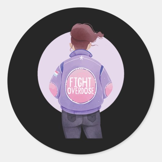 Vrouw vechten overdosis Paarse lint Overdosis Awar Ronde Sticker (Voorkant)