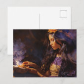 Vrouw verbrandt salie en mediteert briefkaart (Voorkant / Achterkant)