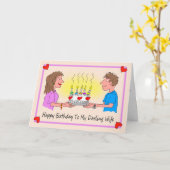 Vrouw Verjaardag Cartoon Karikatuur Paar Kaart (Gele Bloem)