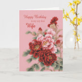 Vrouw Verjaardag Pioenen Kaart (Gele Bloem)