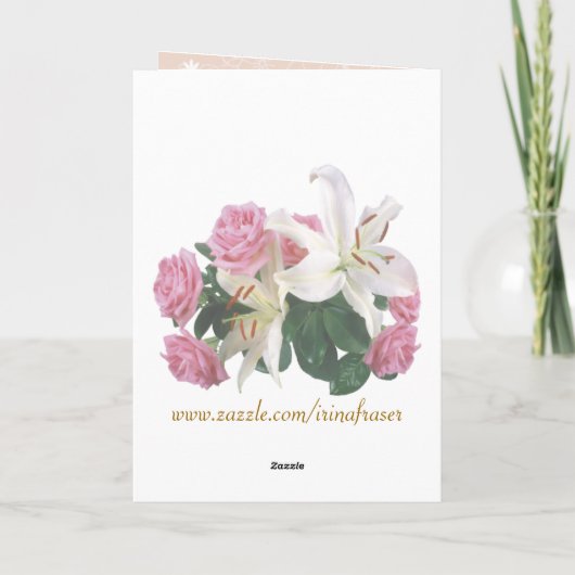 Vrouw Verjaardagskaart Rozen Lelies Hart Kaart (Achterkant)