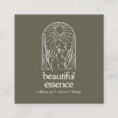 Vrouw verlaat Moon Arch Beauty Wellness Spa Salie Vierkante Visitekaartje (Voorkant)