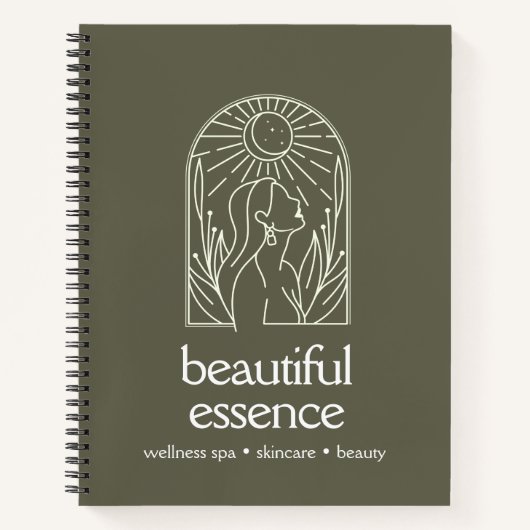 Vrouw verlaat Moon Arch SAGE Wellness Day Spa Notitieboek (Voorkant)