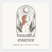 Vrouw verlaat Moon Arch SKINCARE Wellness Day Spa Vierkante Sticker (Voorkant)