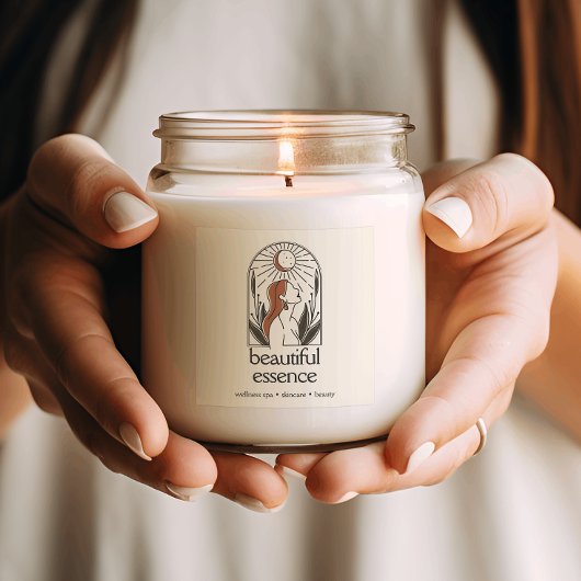 Vrouw verlaat Moon Arch SKINCARE Wellness Day Spa Vierkante Sticker