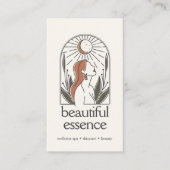 Vrouw verlaat Moon Arch SKINCARE Wellness Day Spa Visitekaartje (Voorkant)