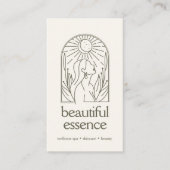 Vrouw verlaat Moon Arch Wellness Day Spa SAGE Visitekaartje (Voorkant)
