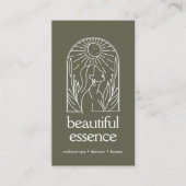 Vrouw verlaat Moon Arch Wellness Day Spa SAGE Visitekaartje (Voorkant)