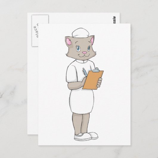 Vrouw verpleegkat briefkaart (Voorkant / Achterkant)