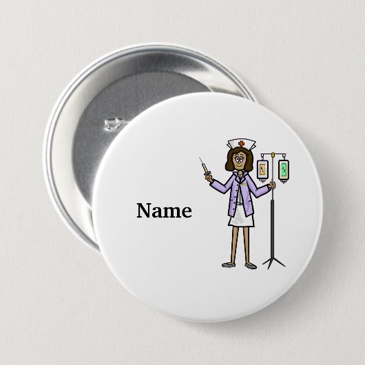 Vrouw verpleegster met IV zakken en Button spuit (Voorkant /achterkant)