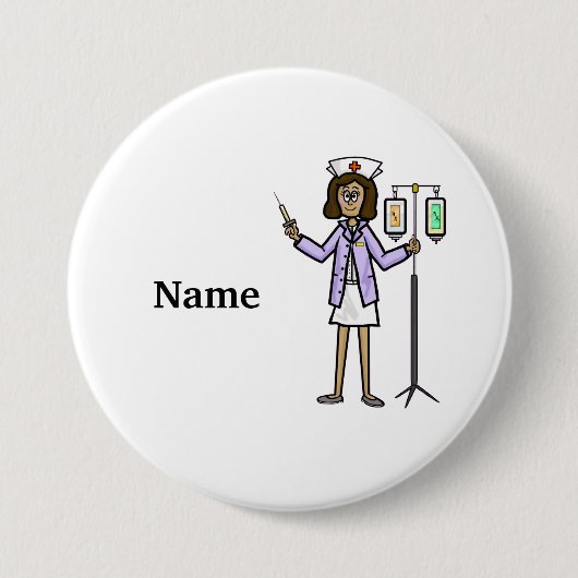 Vrouw verpleegster met IV zakken en Button spuit (Voorkant)