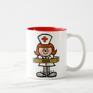 Vrouw verpleegster met Red Hair-Mok om aan te pass Tweekleurige Koffiemok