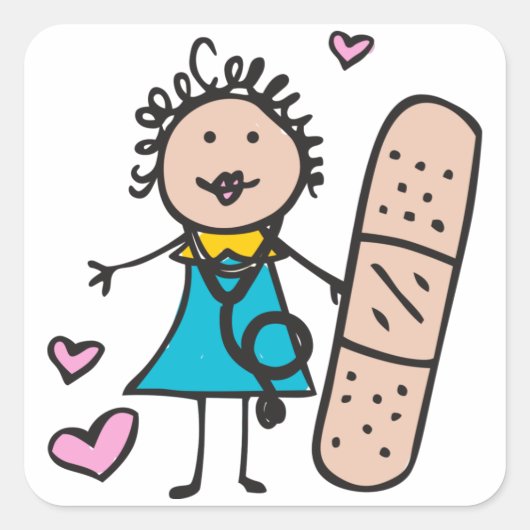 Vrouw verpleegster vierkante sticker (Voorkant)