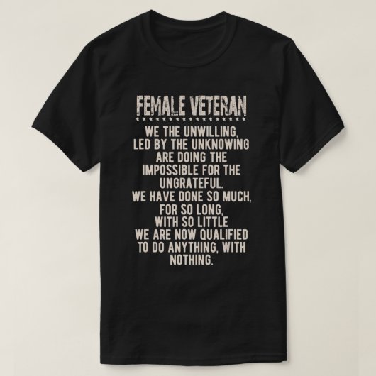 Vrouw Veteran Woman Combat Patriotic T-Shirt (Design voorkant)