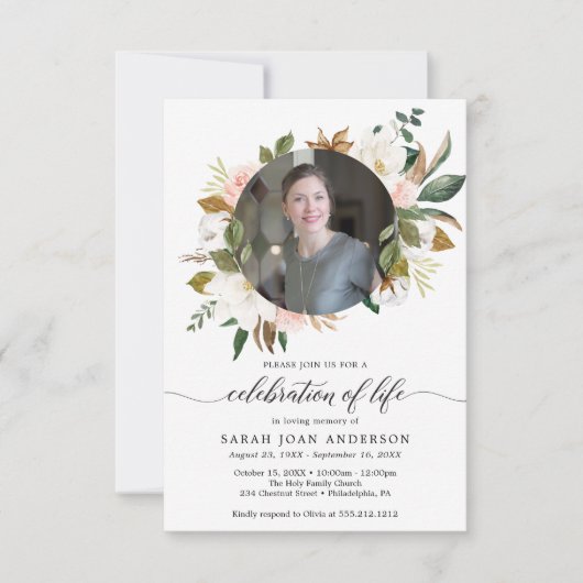 Vrouw: Viering van het leven Magnolia met foto Kaart (Voorkant)