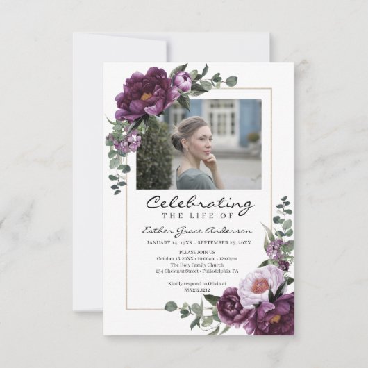 Vrouw: Viering van het leven met Paars foto's Kaart (Voorkant)