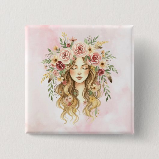 Vrouw Vierkante Button 5,1 Cm (Voorkant)