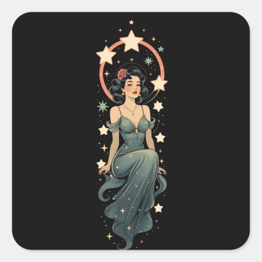  vrouw vierkante sticker (Voorkant)