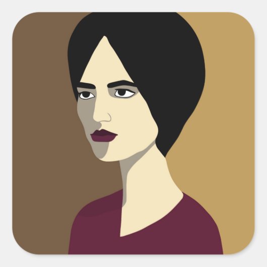Vrouw Vierkante Sticker (Voorkant)