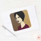 Vrouw Vierkante Sticker (Envelop)
