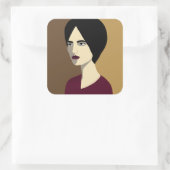 Vrouw Vierkante Sticker (Tas)