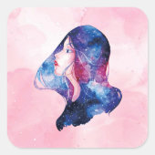 Vrouw Vierkante Sticker (Voorkant)