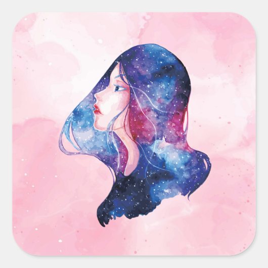 Vrouw Vierkante Sticker (Voorkant)