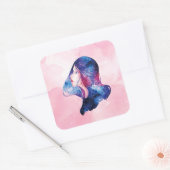 Vrouw Vierkante Sticker (Envelop)