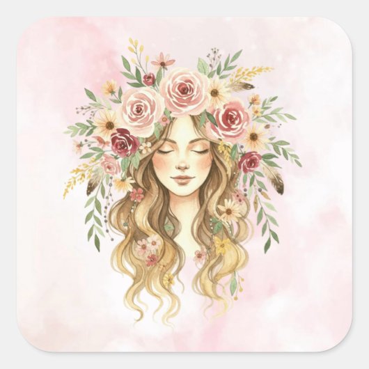 Vrouw Vierkante Sticker (Voorkant)