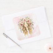Vrouw Vierkante Sticker (Envelop)