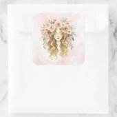 Vrouw Vierkante Sticker (Tas)
