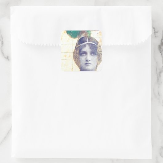  vrouw vierkante sticker (Tas)