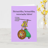 Vrouw Viking St. Urho's Day Card Kaart (Gele Bloem)