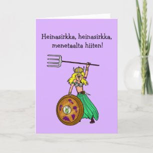 Vrouw Viking St. Urho's Day Card Kaart