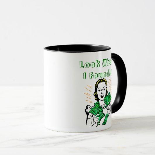 Vrouw vindt geld mok (Voorkant rechts)