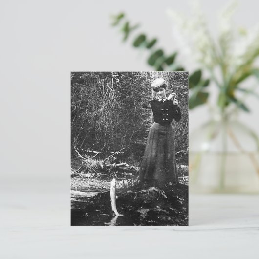 vrouw visserij briefkaart (Staand voorkant)