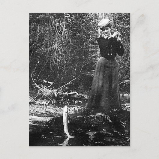 vrouw visserij briefkaart (Voorkant)