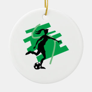 Vrouw Voetbal Keramisch Ornament