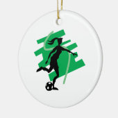 Vrouw Voetbal Keramisch Ornament (Links)