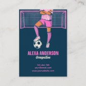 Vrouw voetbal roze visitekaartje (Voorkant)