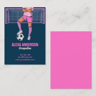 Vrouw voetbal roze visitekaartje
