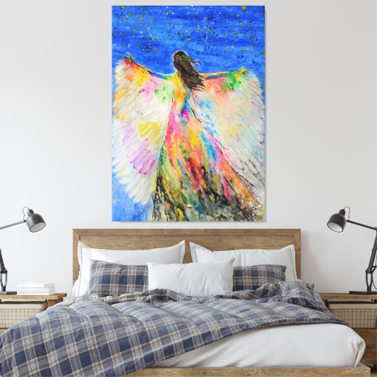 Vrouw Vogel Canvas Print (Insitu (Slaapkamer))