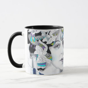 Vrouw Vogels en Berken Kunst Mok