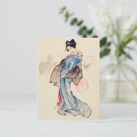 Vrouw volledig Lengte Portret van Katsushika Hokus Briefkaart (Staand voorkant)