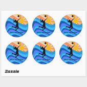 Vrouw Volleybal Speler Beachvolleybal Ronde Sticker (Vel)