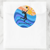 Vrouw Volleybal Speler Beachvolleybal Ronde Sticker (Tas)