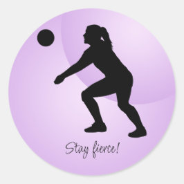 Vrouw Volleybal Speler Beachvolleybal Ronde Sticker