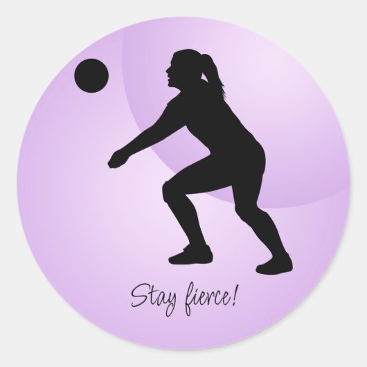 Vrouw Volleybal Speler Beachvolleybal Ronde Sticker (Voorkant)