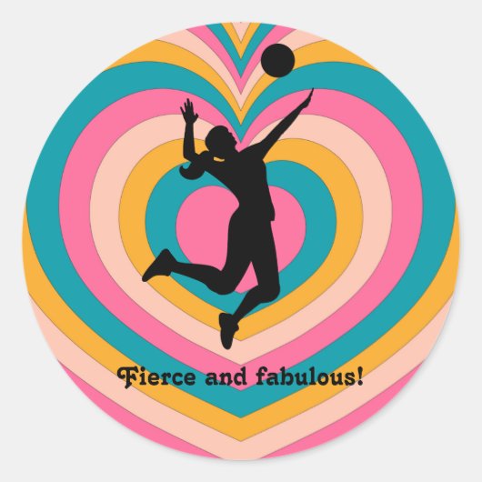 Vrouw Volleybal Speler Beachvolleybal Ronde Sticker (Voorkant)